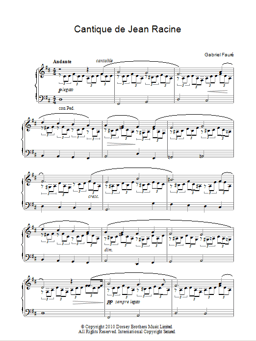 Product gallery: Page 1 of 1 Cantique De Jean Racine, Gabriel Faure