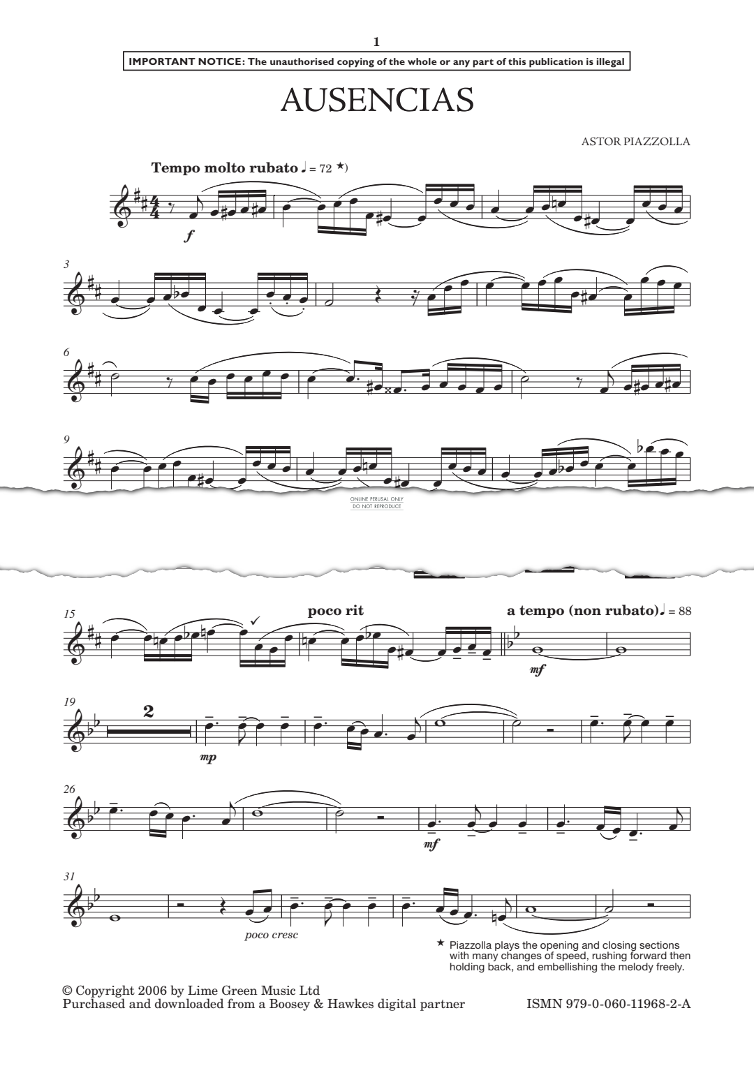 Produktgalerie: Seite 1 von 1 Ausencias, Astor Piazzolla, Klavier, Trompete