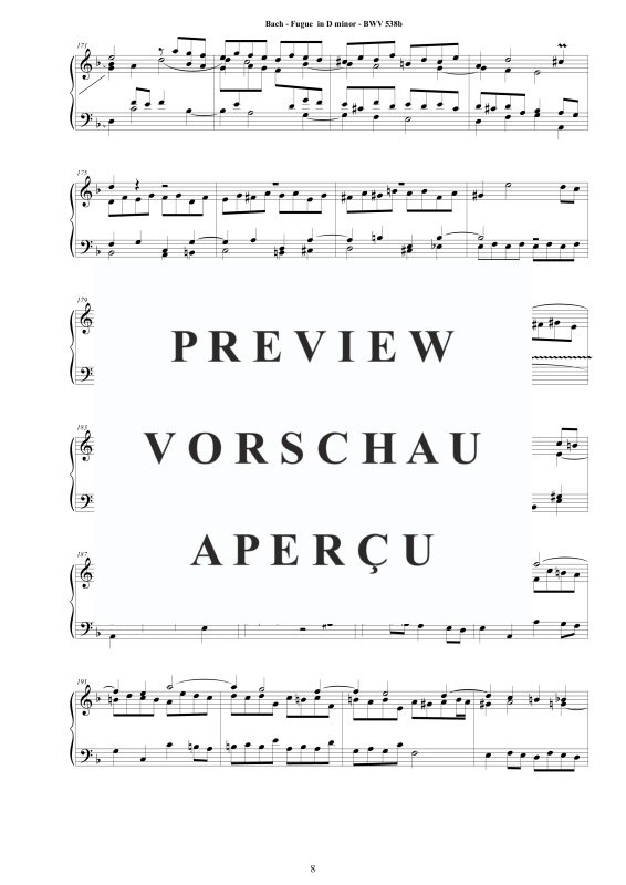 Produktgalerie: Seite 9 von 11 Fuge in D-Moll BWV 538b - Piano Version, , Klavier Solo
