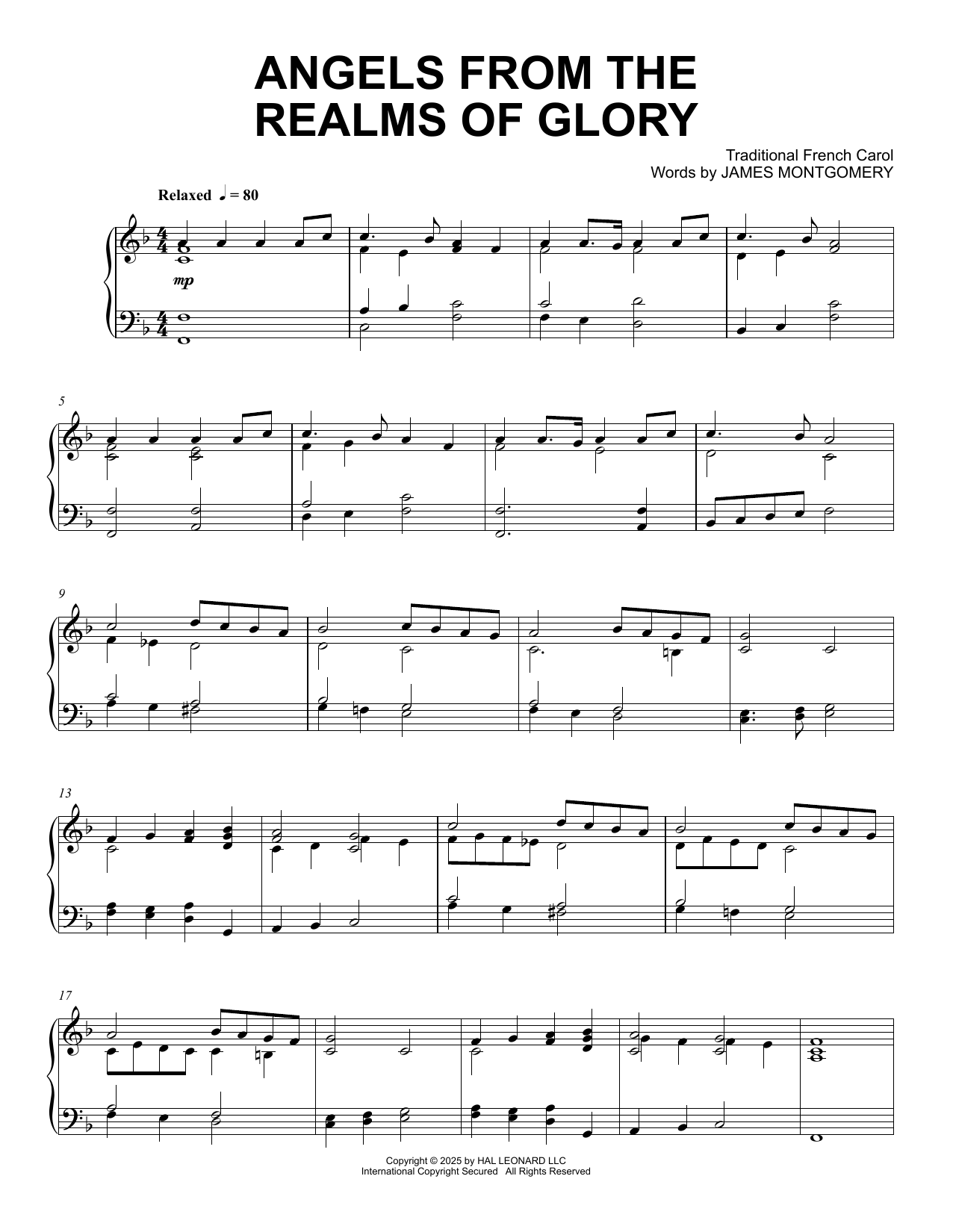 Produktgalerie: Seite 1 von 1 Angels From The Realms Of Glory, Traditional French Carol, Klavier