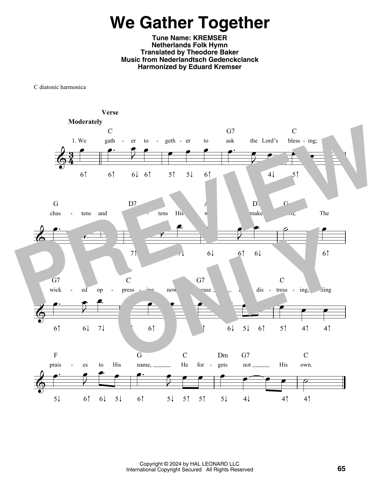 Product gallery: Page 1 of 1 We Gather Together, Netherlands Folk Hymn