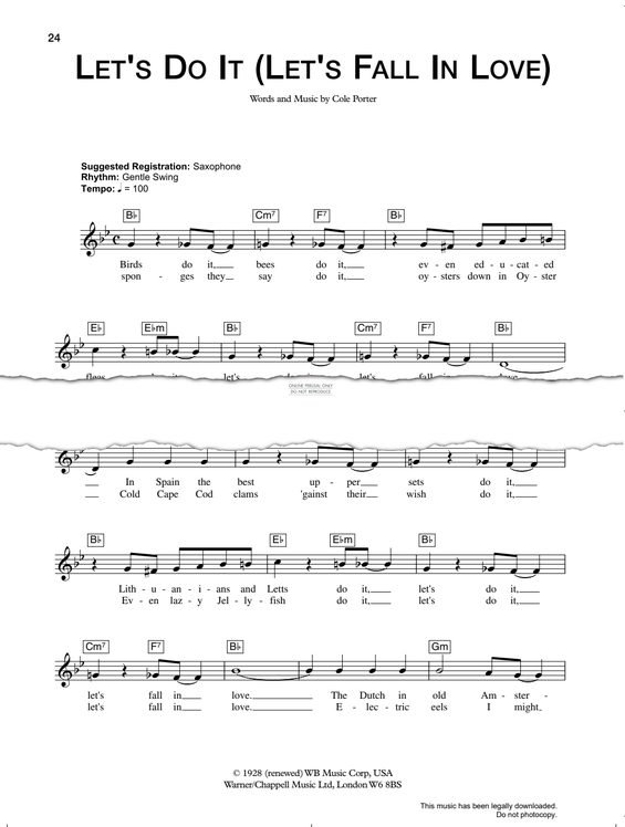 Produktgalerie: Seite 1 von 1 Let's Do It (Let's Fall In Love), Cole Porter, Gesang, Gitarre, Keyboard