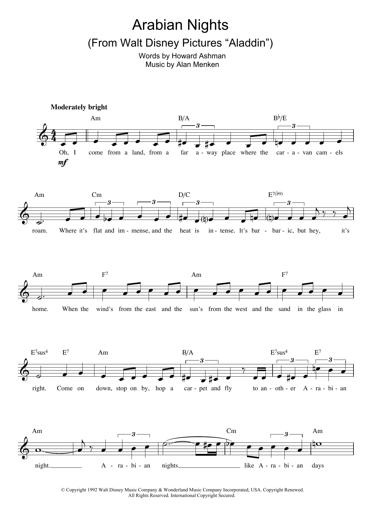 Produktbild zu: Arabian Nights (from Aladdin)