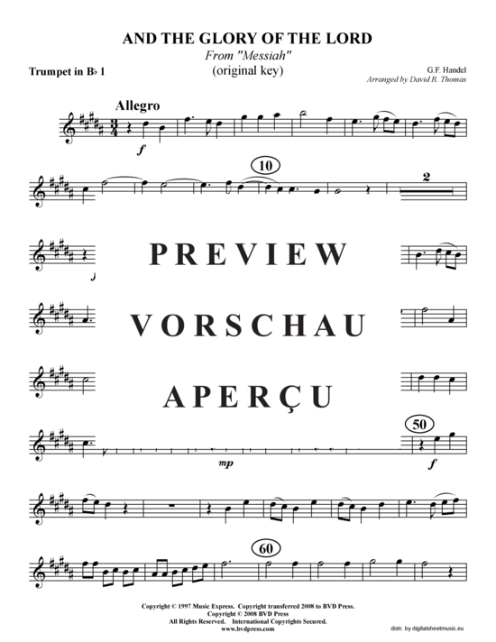 Product gallery: Page 8 of 21 And the Glory of the Lord – zwei Tonarten (2xTromp in B, Horn in F (Pos) , , , Pos)