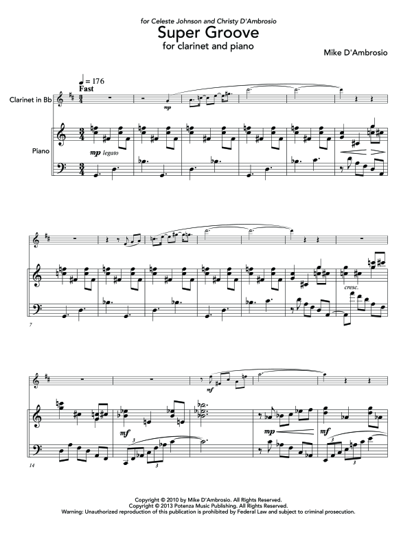 Product gallery: Page 1 of 11 Super Groove, , (clarinet in Bb and piano)