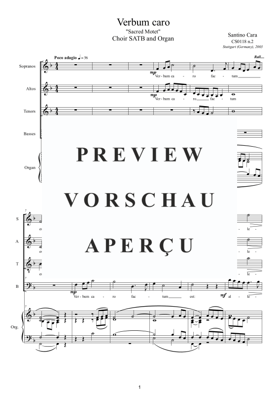 Produktgalerie: Seite 2 von 8 Verbum caro - Motette, , Gemischter Chor und Orgel