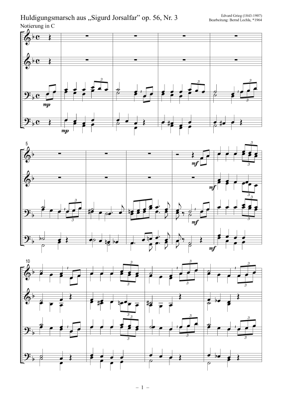 Produktbild zu: Huldigungsmarsch aus Sigurd Jorsalfar op. 56, Nr. 3Edvard Grieg