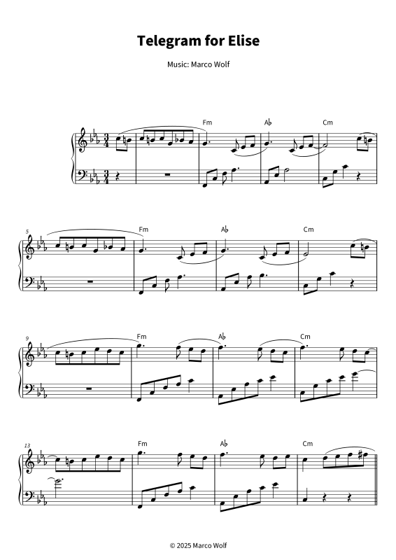 Produktgalerie: Seite 1 von 8 Telegram for Elise, Marco Wolf, Klavier Solo