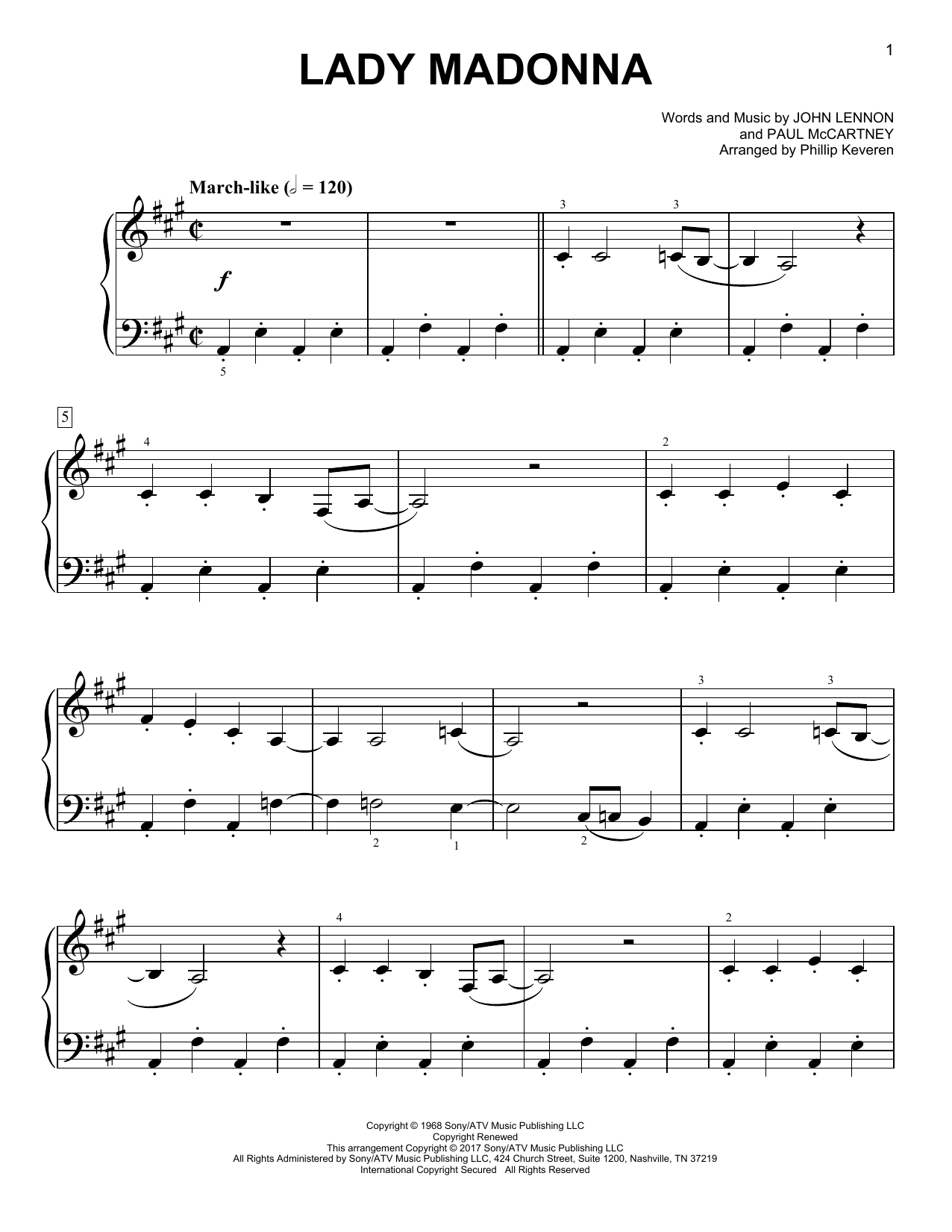 Product picture to: Lady Madonna [Classical version] (arr. Phillip Keveren)