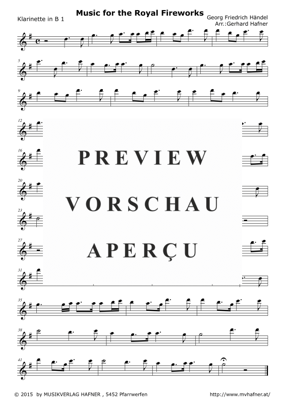 Product gallery: Page 4 of 9 Music for the Royal Fireworks, , (Clarinet Quintet)