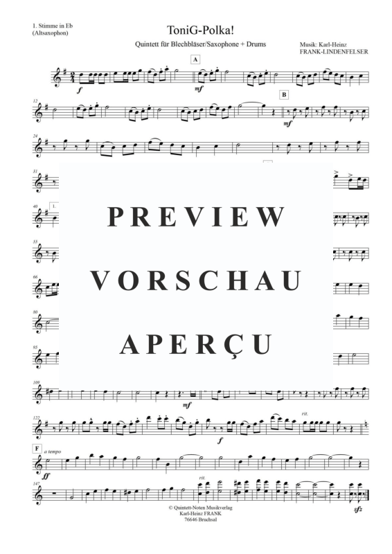 Produktgalerie: Seite 9 von 11 ToniG-Polka, Frank-Lindenfelser, Karl-Heinz, Blechbläserquintett