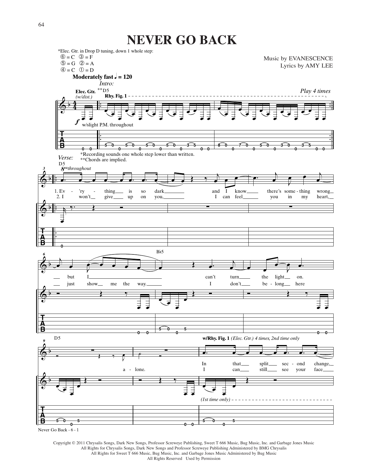 Product gallery: Page 1 of 1 Never Go Back, Evanescence