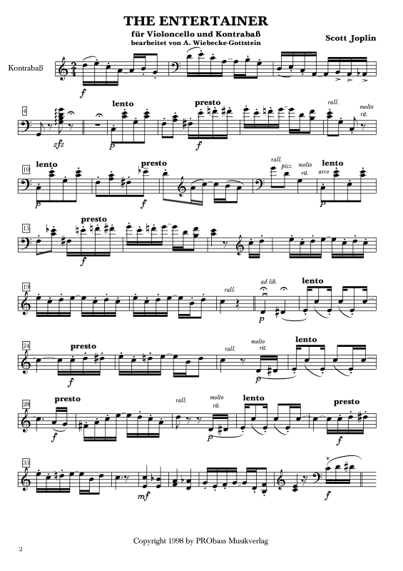 Produktgalerie: Seite 1 von 10 The Entertainer, , Cello und Kontrabass