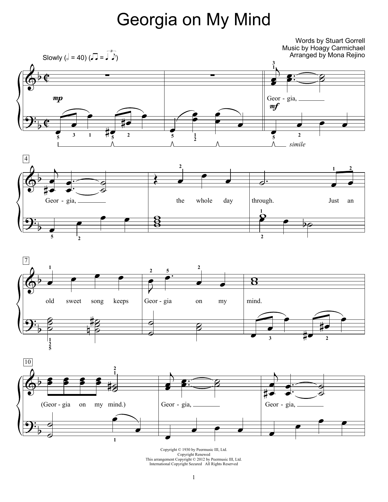 Produktgalerie: Seite 1 von 1 Georgia On My Mind, Hoagy Carmichael, Klavier