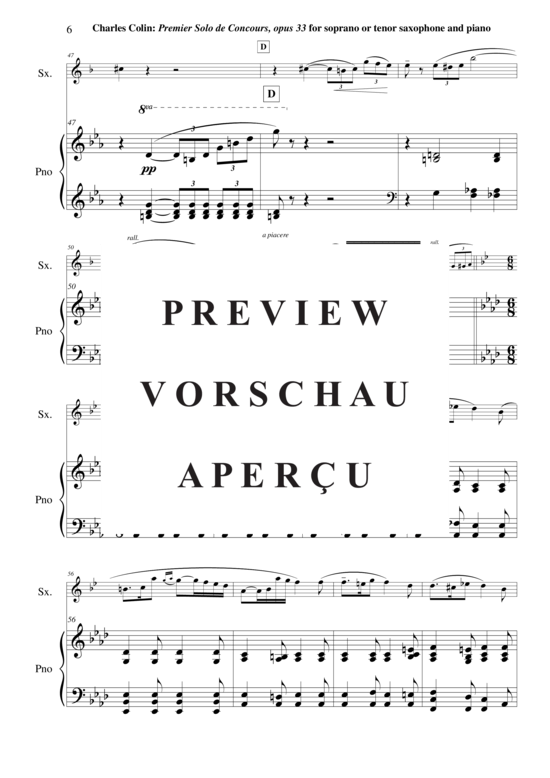 Product gallery: Page 7 of 21 Solo de Concours no. 1 , , (soprano or tenor saxophone + piano)
