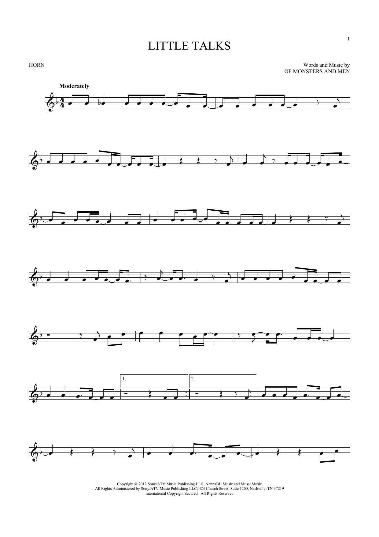 Produktgalerie: Seite 1 von 1 Little Talks, Of Monsters And Men, Horn