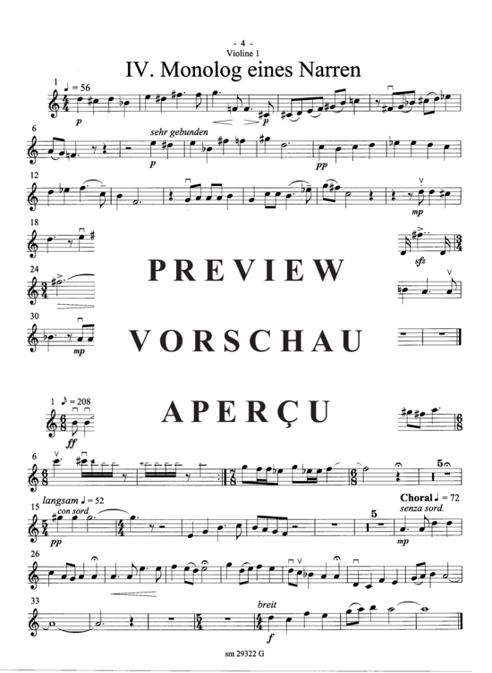 Product gallery: Page 5 of 5 Narrenleben , , (Suite for trumpet + ensemble) Violin 1