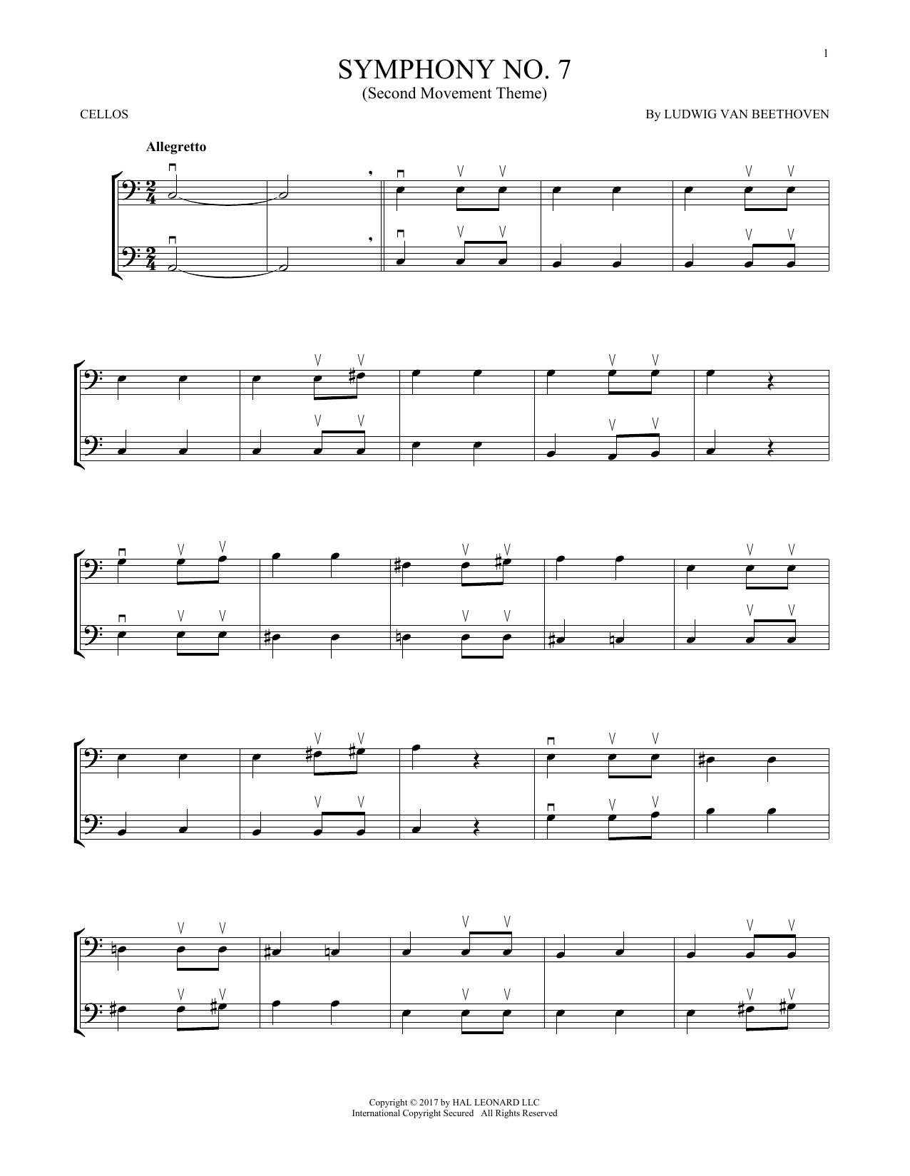 Produktgalerie: Seite 1 von 1 Symphony No. 7 In A Major, Second Movement (Allegretto), Ludwig Van Beethoven, Violoncello
