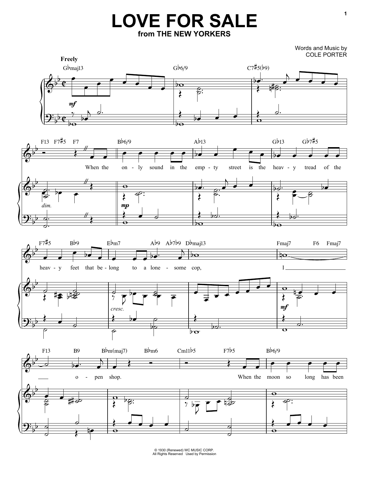 Product picture to: Love For Sale [Jazz version] (from The New Yorkers) (arr. Brent Edstrom)