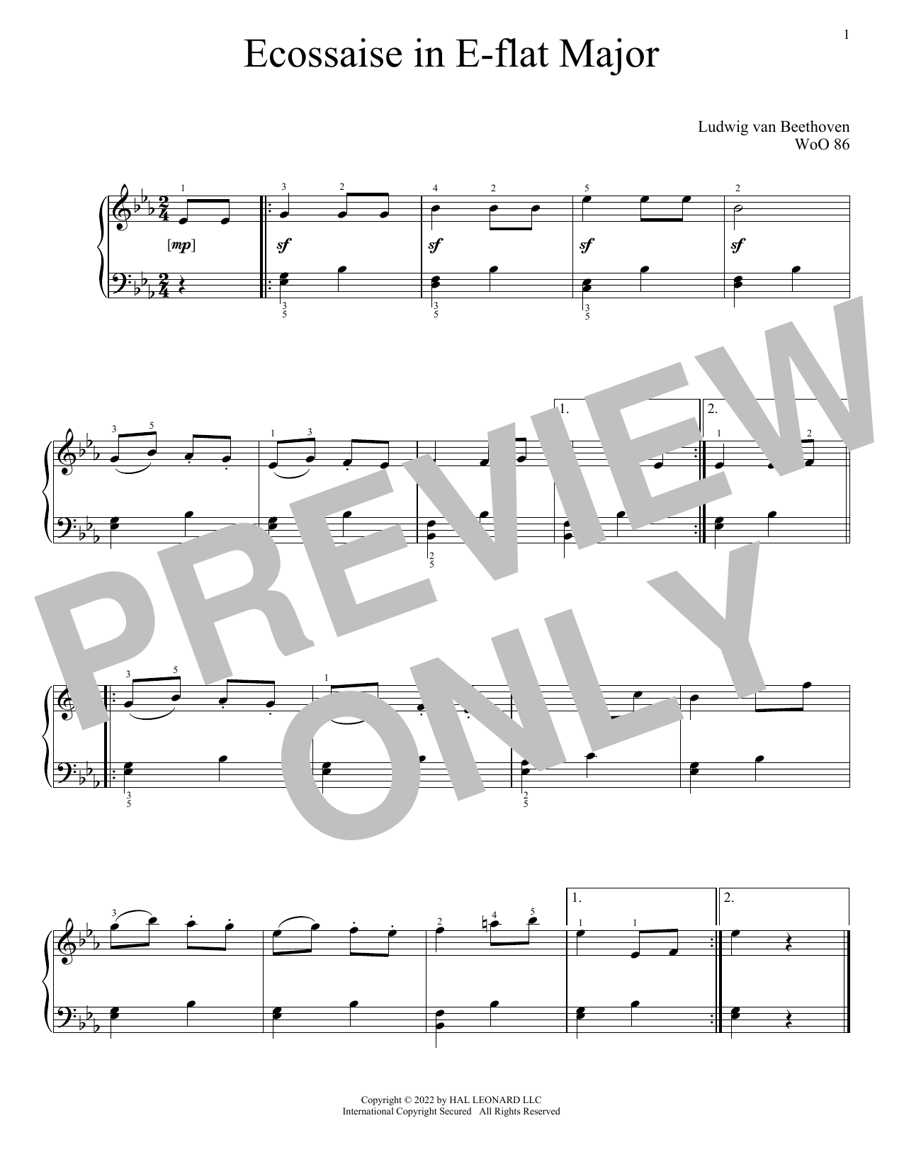 Product picture to: Eccossaise In E-Flat Major, WoO 86