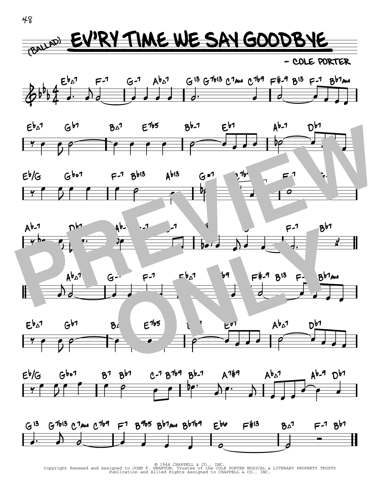 Product gallery: Page 1 of 1 Ev'ry Time We Say Goodbye (arr. David Hazeltine), Cole Porter