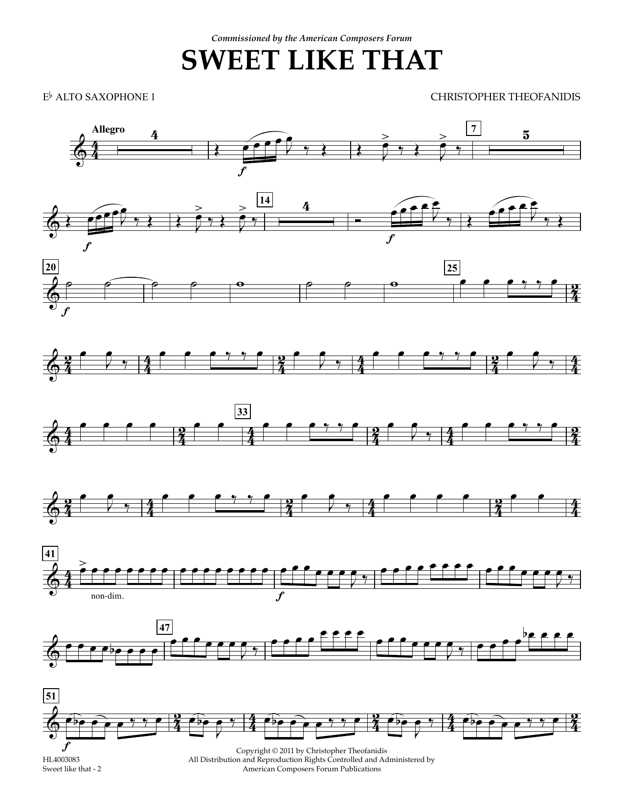 Produktgalerie: Seite 1 von 1 Sweet like that - Eb Alto Sax 1, Christopher Theofanidis, Ensemble