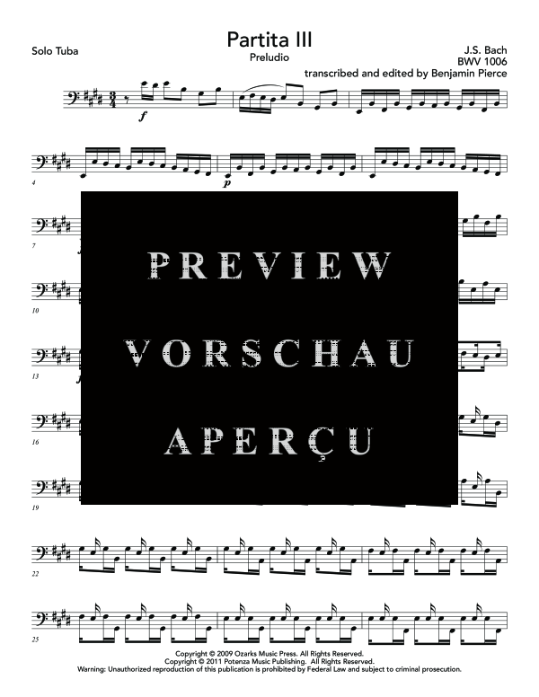 Produktgalerie: Seite 5 von 10 Preludio from Partita III in E major, BWV 1006, , (Tuba Solo)