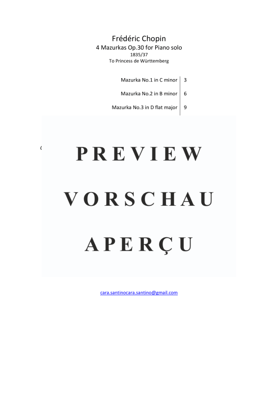 Produktgalerie: Seite 3 von 11 4 Mazurkas Op. 30 für Klavier - Vollständige Partituren, , Klavier Solo