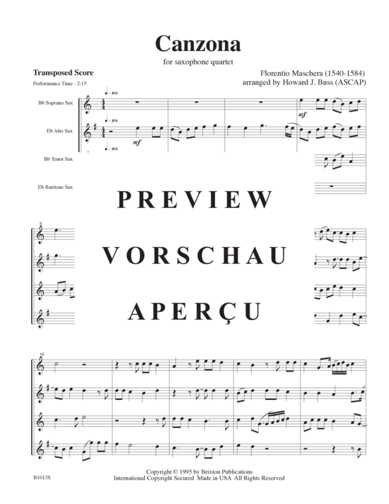 Produktgalerie: Seite 4 von 11 Canzona , , (Saxophonquartett SATB)
