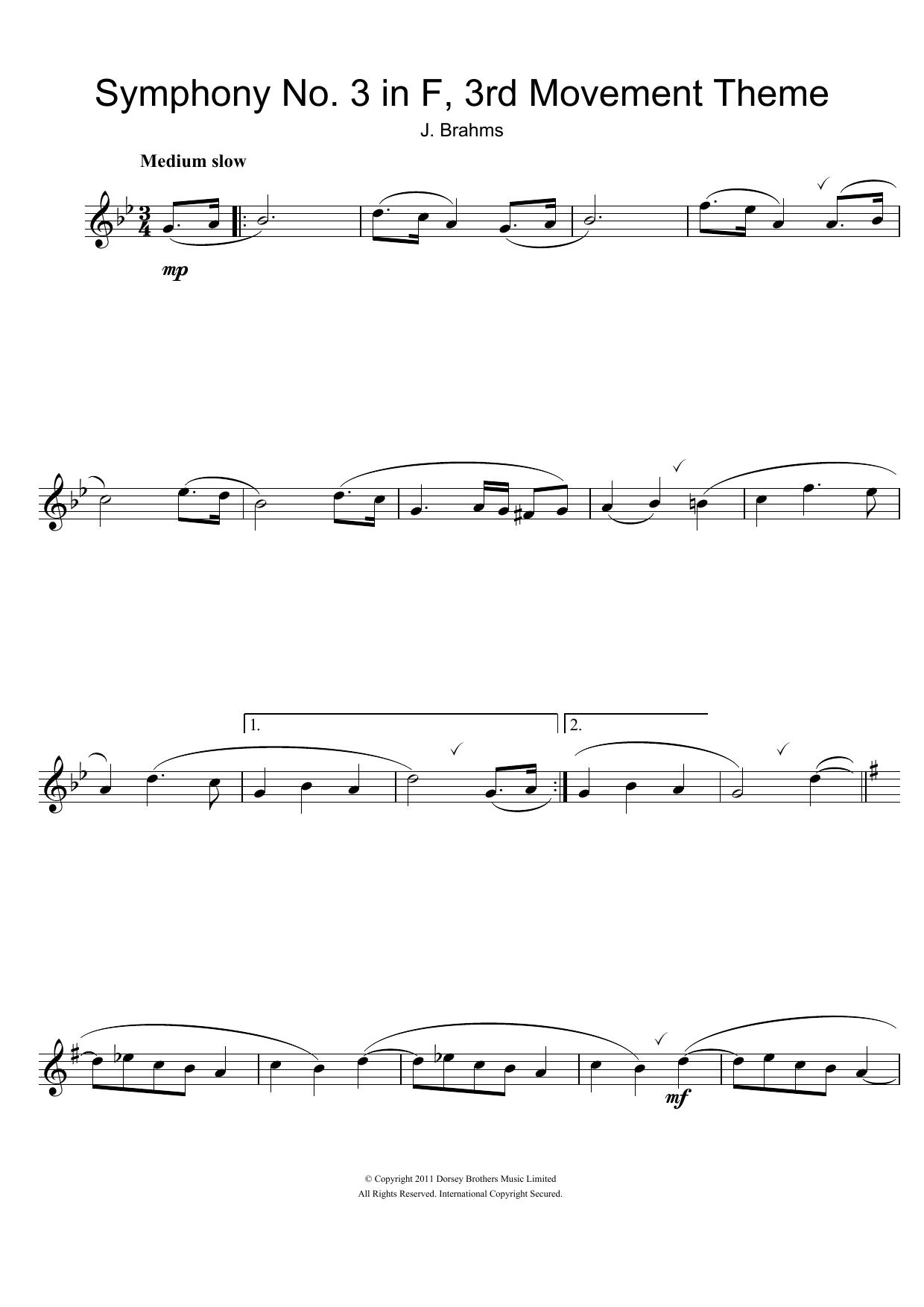 Product gallery: Page 1 of 1 Symphony No. 3 In F Major (3rd movement), Johannes Brahms