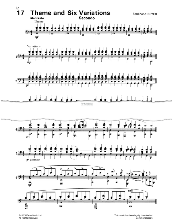 Produktgalerie: Seite 1 von 1 Theme And Six Variations, Ferdinand Beyer, Klavier