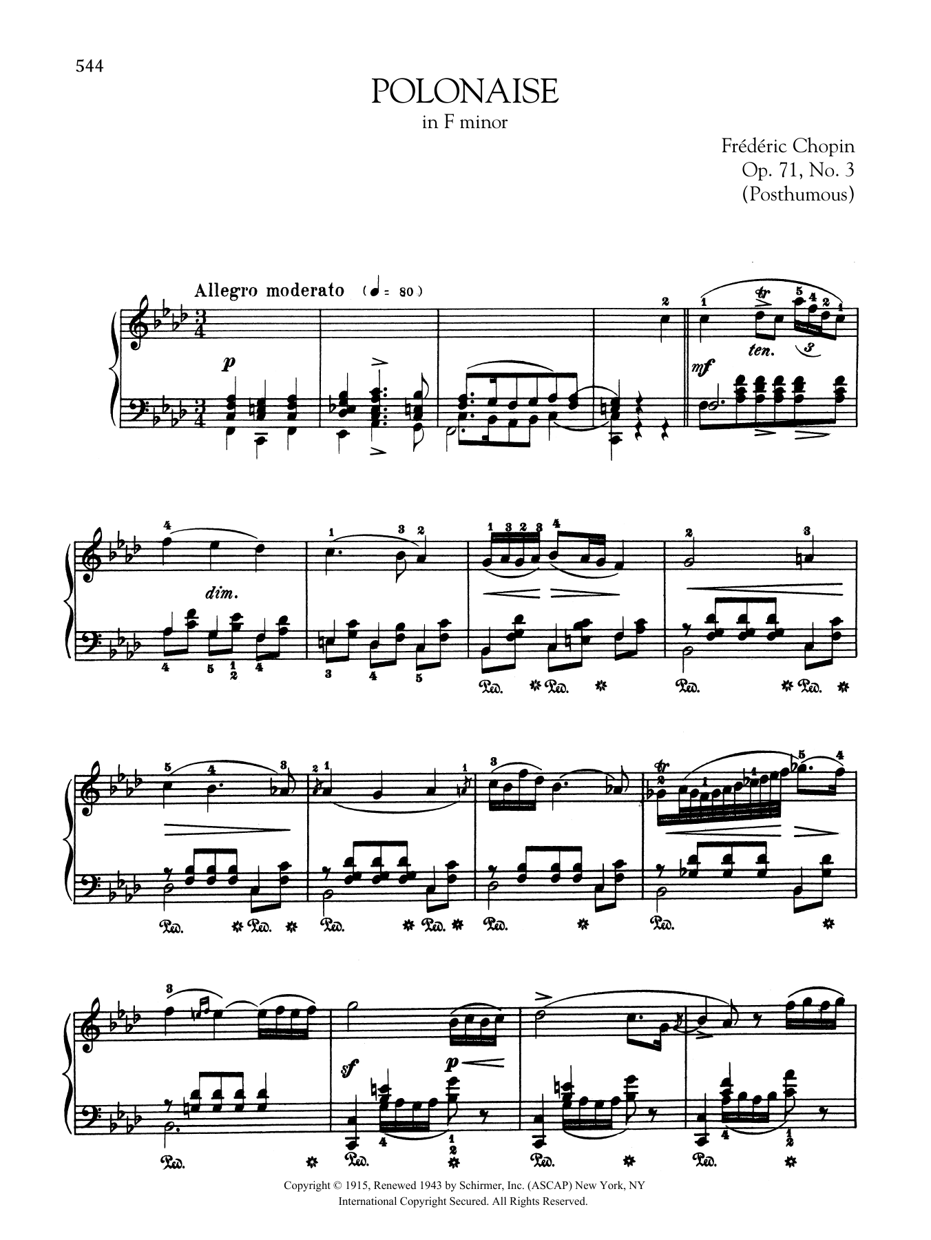 Product gallery: Page 1 of 1 Polonaise in F minor, Op. 71, No. 3 (Posthumous), Frédéric Chopin