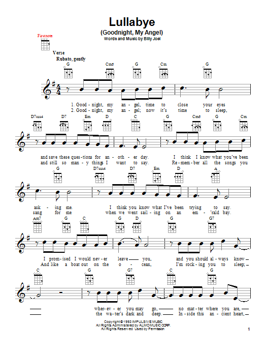 Product gallery: Page 1 of 1 Lullabye (Goodnight, My Angel), Billy Joel