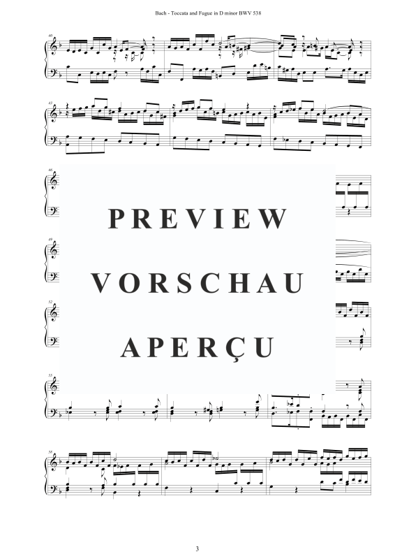 Product gallery: Page 4 of 11 Toccata and Fugue in D minor (Dorian) BWV 538, , Harpsichord/Solo Piano