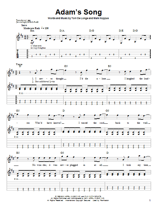 Produktgalerie: Seite 1 von 1 Adam's Song, Blink-182, Gitarre
