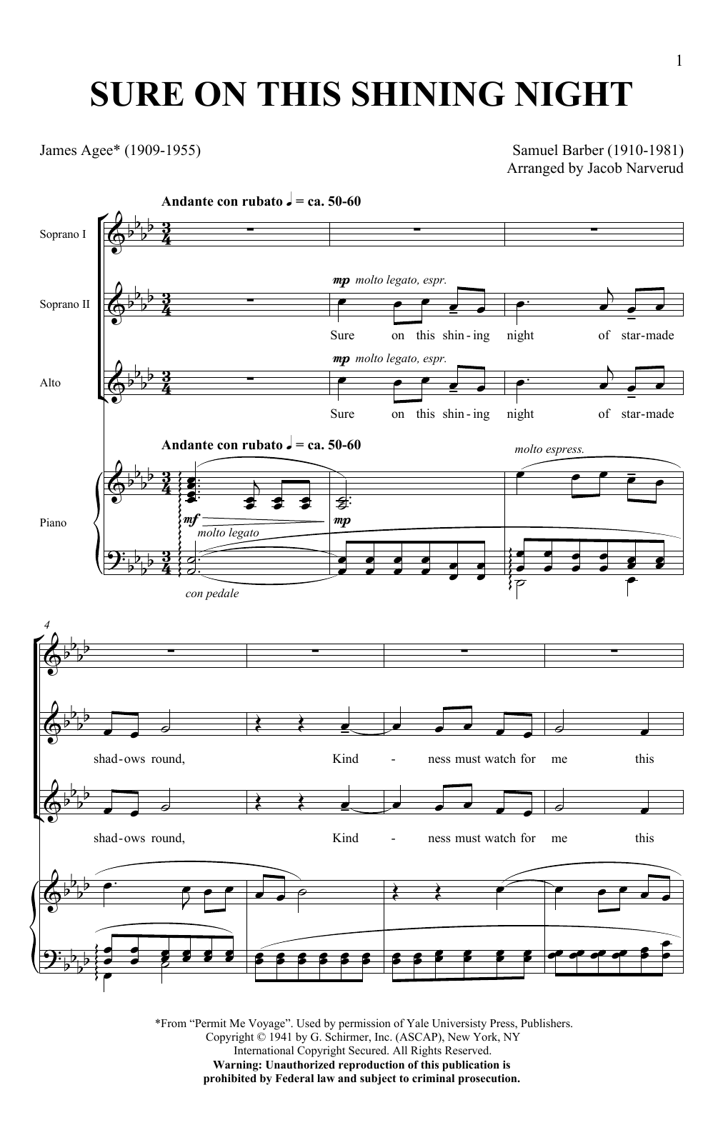 Produktgalerie: Seite 1 von 1 Sure On This Shining Night, Jacob Narverud, Chor