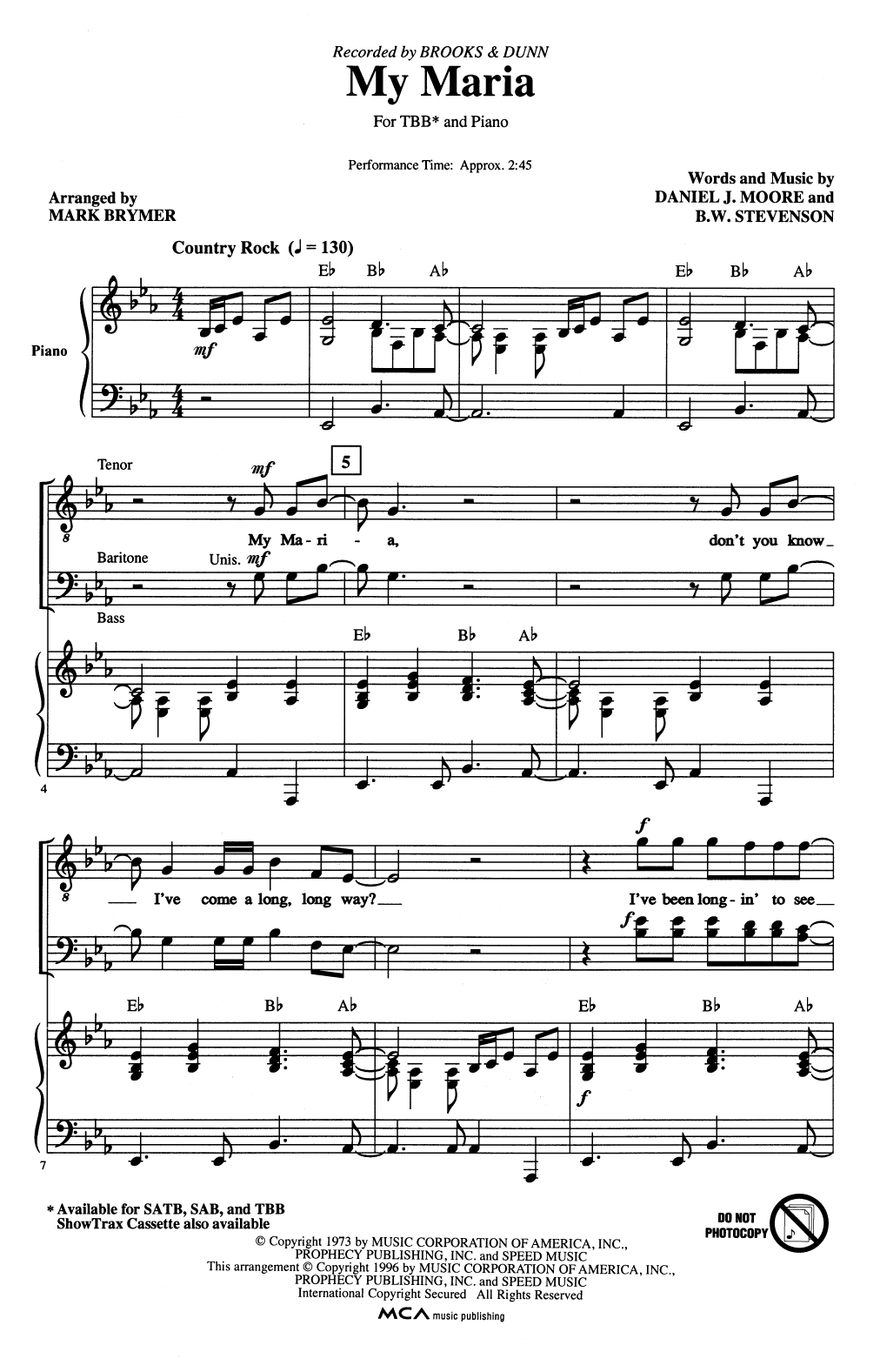 Produktbild zu: My Maria (arr. Mark Brymer)