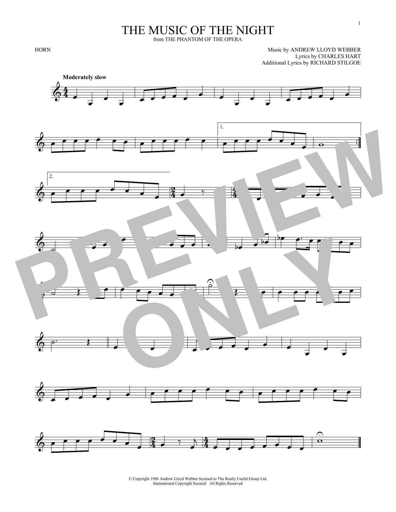 Produktgalerie: Seite 1 von 1 The Music Of The Night, Andrew Lloyd Webber, Horn