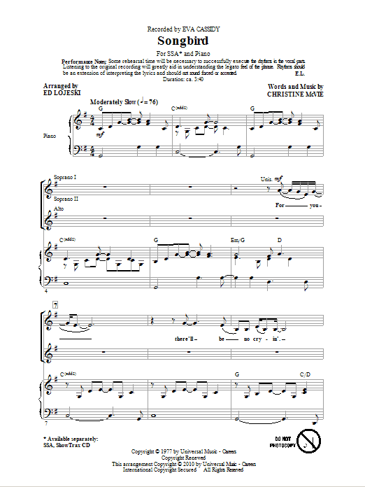 Produktgalerie: Seite 1 von 1 Songbird, Ed Lojeski, Chor