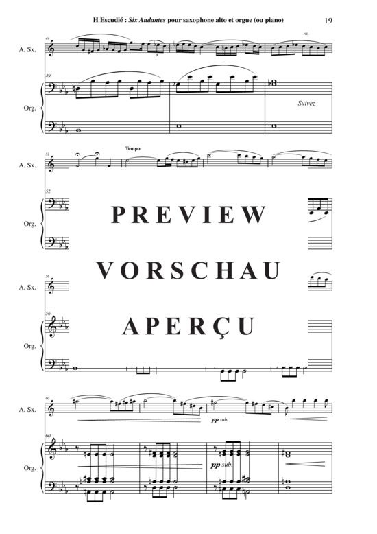 Product gallery: Page 20 of 21 Six Andantes , , (alto saxophone + organ)