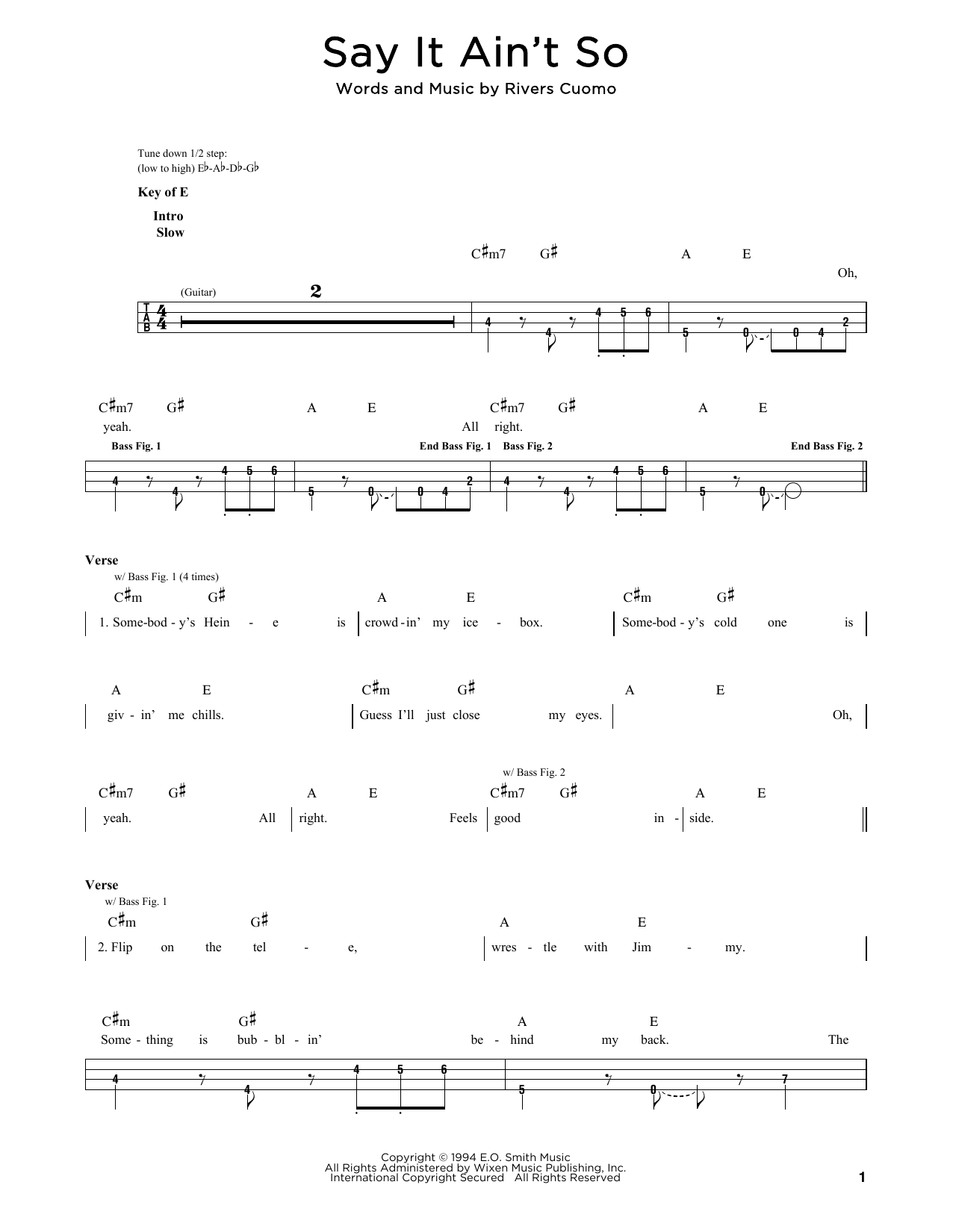 Produktgalerie: Seite 1 von 1 Say It Ain't So, Weezer, E-Bass, Gitarre