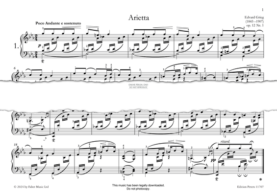 Produktgalerie: Seite 1 von 1 Arietta Op. 12, Nr. 1, Edvard Grieg, Klavier