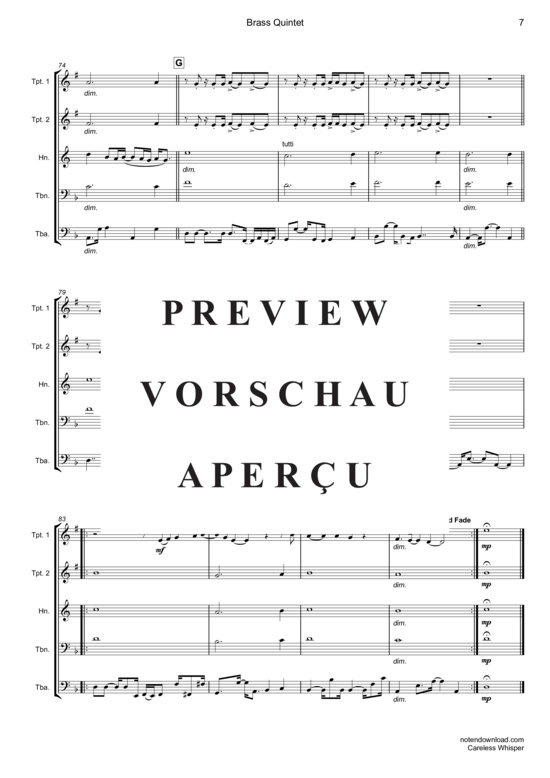 Product gallery: Page 8 of 20 Careless Whisper , Michael, George, (Brass Quintet)