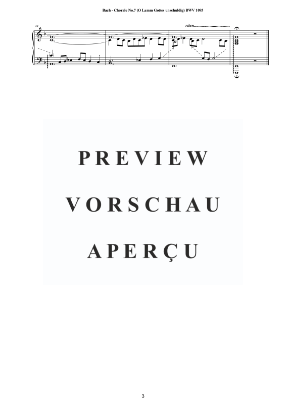 Product gallery: Page 4 of 4 Choral No.7 in F-Moll (O Lamm Gottes unschuldig) BWV 1095, , Solo Piano