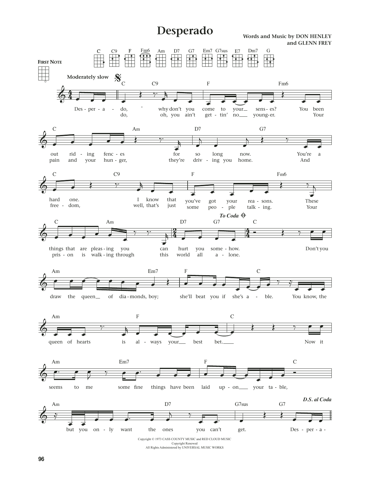 Produktgalerie: Seite 1 von 1 Desperado (from The Daily Ukulele) (arr. Jim Beloff), The Eagles, Ukulele