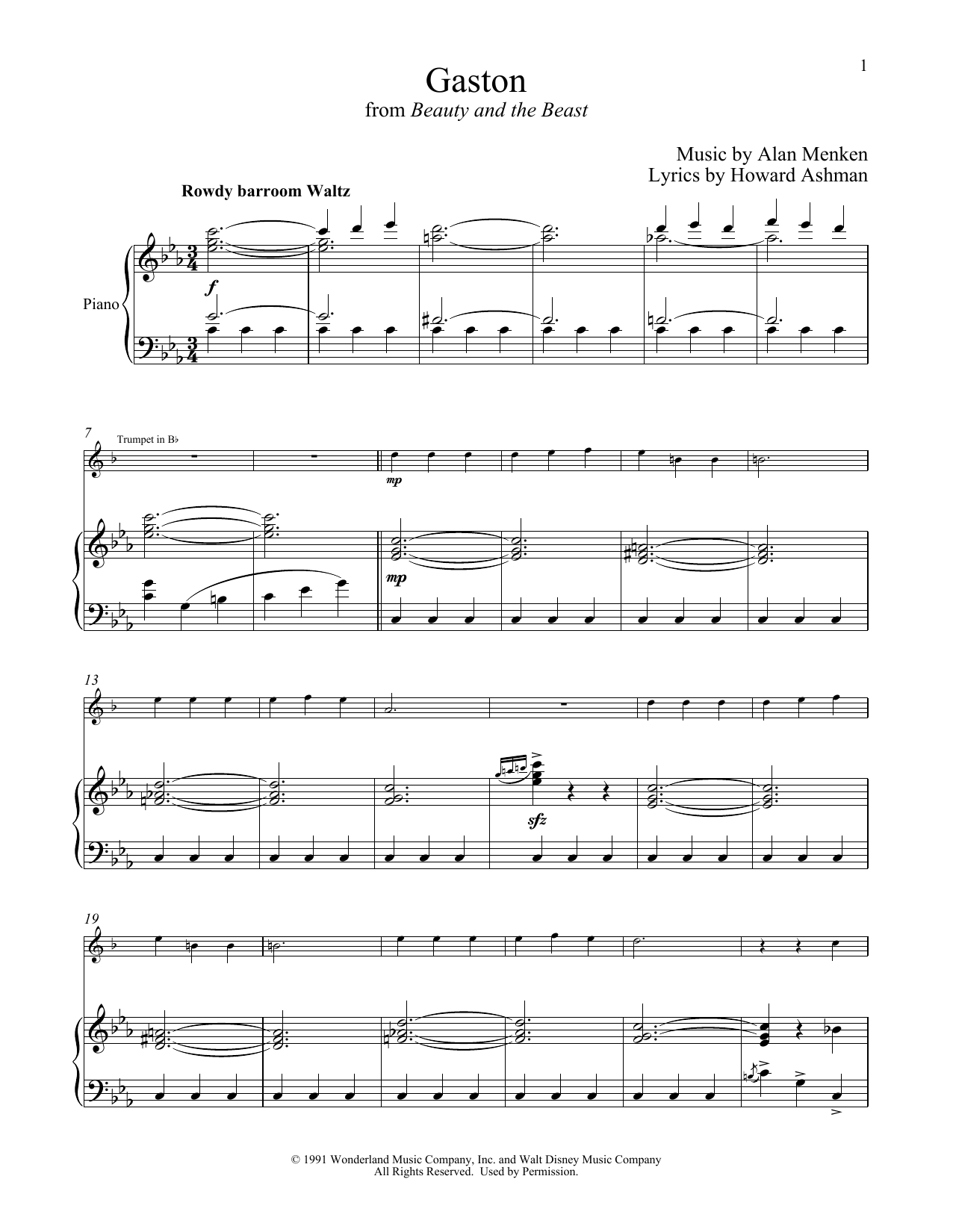 Produktbild zu:  Gaston (from Beauty And The Beast) - Alan Menken & Howard Ashman