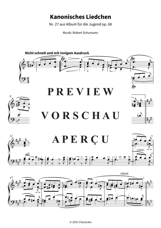 Produktgalerie: Seite 4 von 5 Kanonisches Liedchen - Nr. 27 aus Album für die Jugend op. 68 , , Klavier Solo