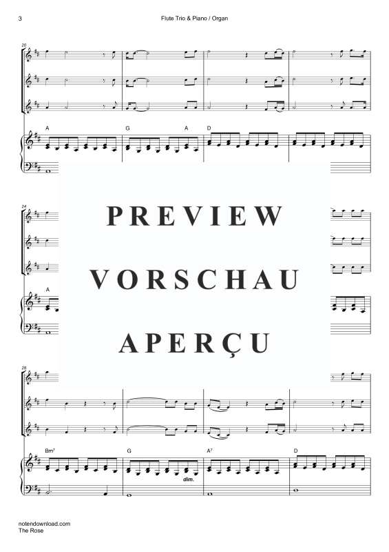 Product gallery: Page 6 of 11 The Rose, Midler, Bette, Trio For 3 Flutes and Piano/Organ, Cello (Optional) - Single Version