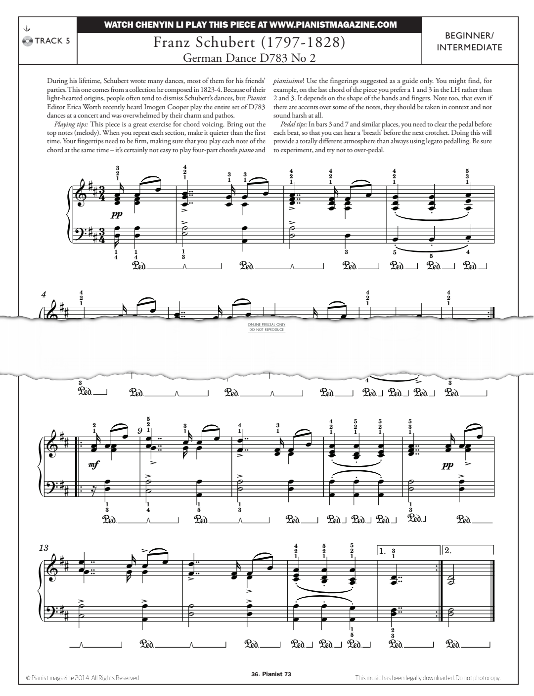 Product gallery: Page 1 of 1 German Dance D783, No.2, Franz Schubert