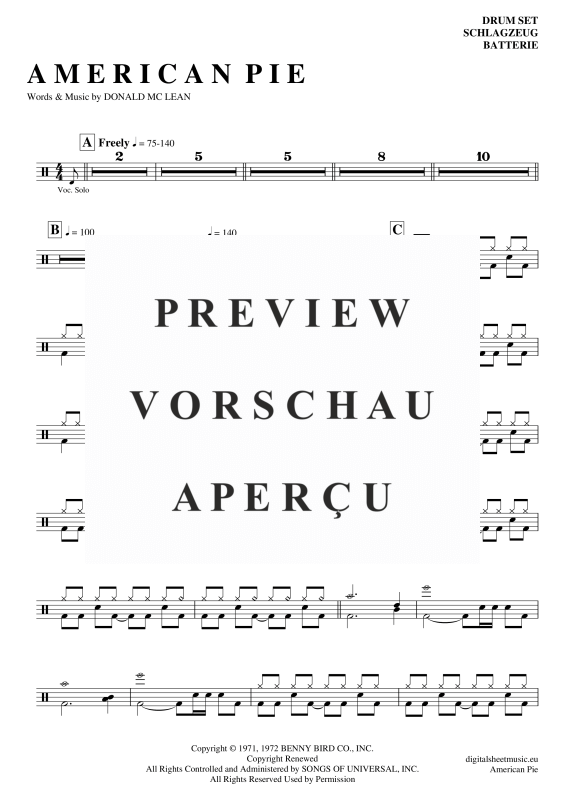 Product gallery: Page 2 of 6 American Pie , Mc Lean, Don, (Drums)